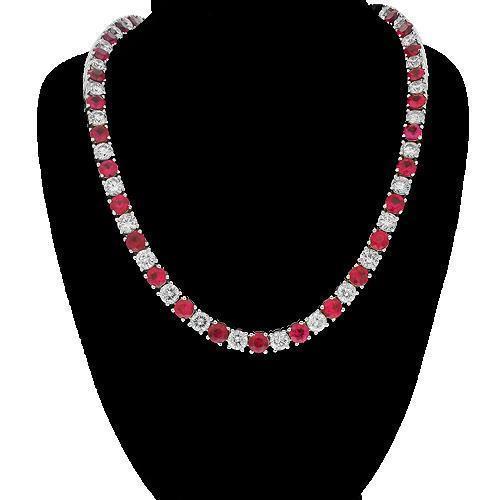 Buy TAZS - TRENDY AMAZING ZEAL STORE Red Ruby Necklace with CZ cutting  diamond stones +earnings for For Girls & Womens at Amazon.in