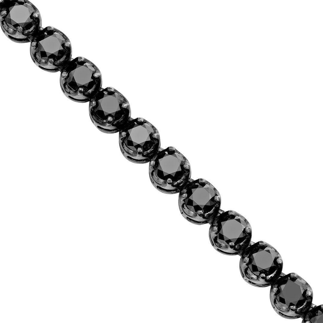 Black Diamonds Tennis Chain Necklace in 10k Rhodium Plated Gold 33 Inches 95 Ctw 7 mm