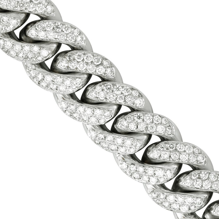 Diamond Cuban Link Chain in 14k White Gold 17 inches 21.11 Ctw 14.5 mm