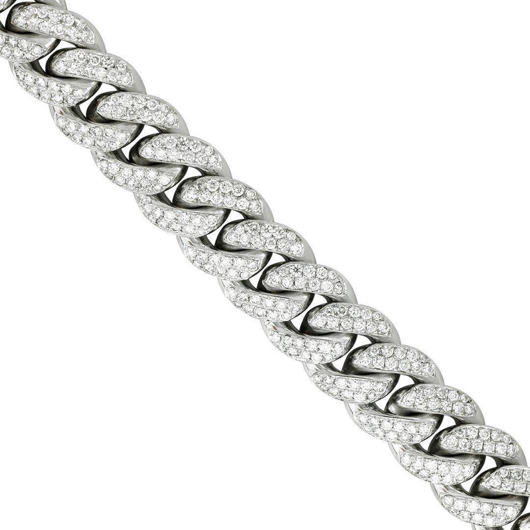 Diamond Cuban Link Chain in 14k White Gold 17 inches 21.11 Ctw 14.5 mm