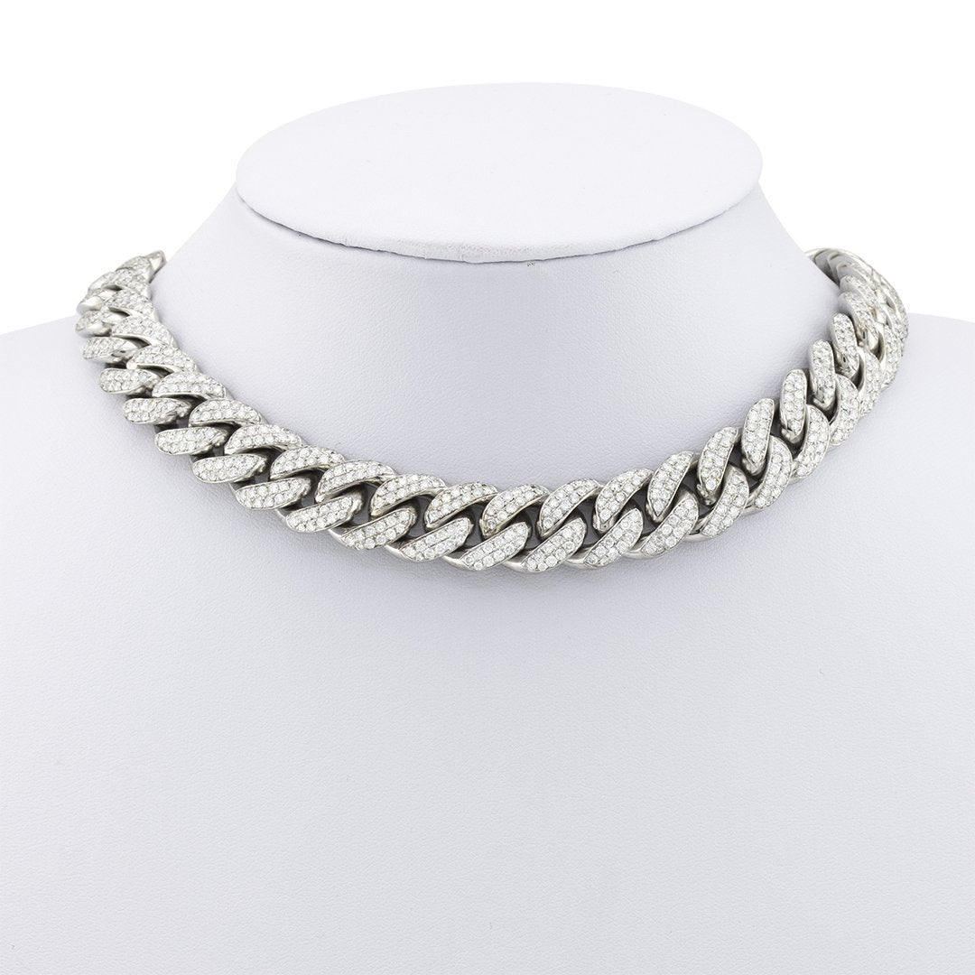 14k White Gold Diamond Cuban Link Chain 14.5 mm 21.11 Ctw – Avianne Jewelers
