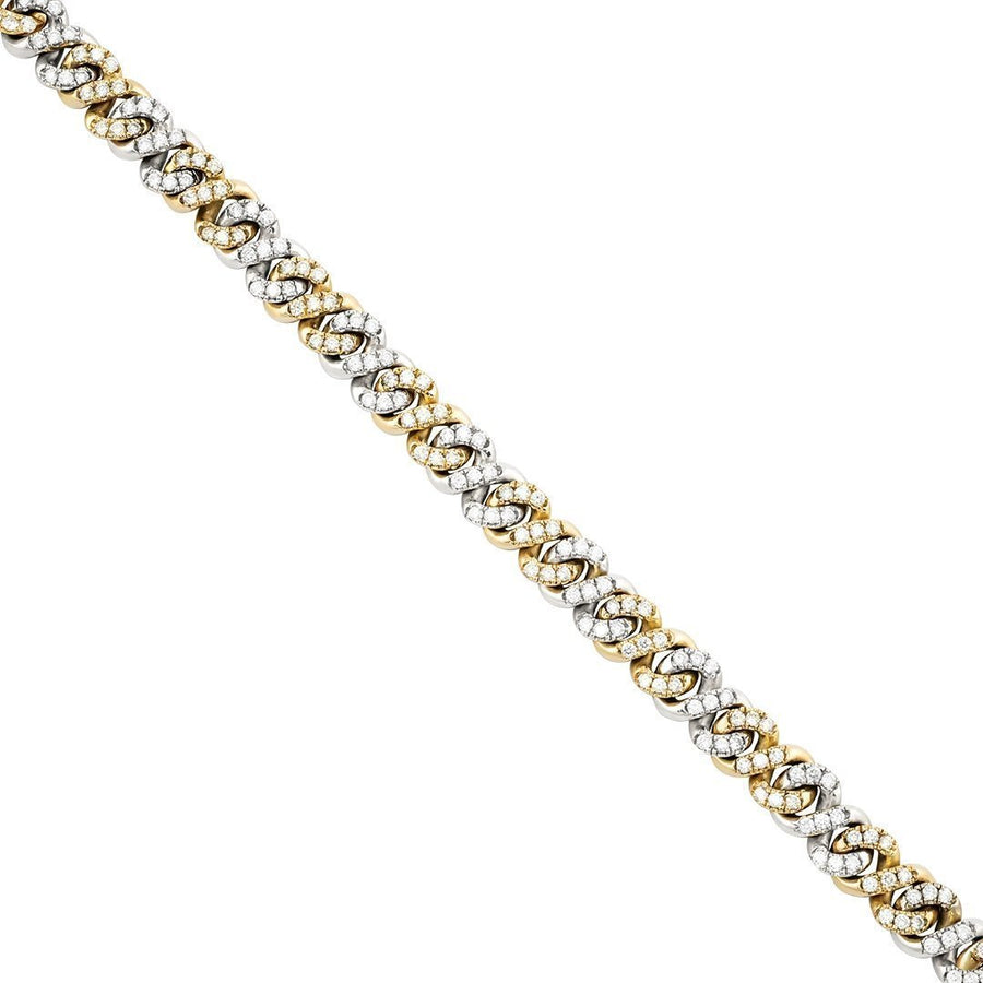 Two Tone Gold Diamond Infinity Cuban Link Chain 21.5 Inches 9 mm 18 Ctw
