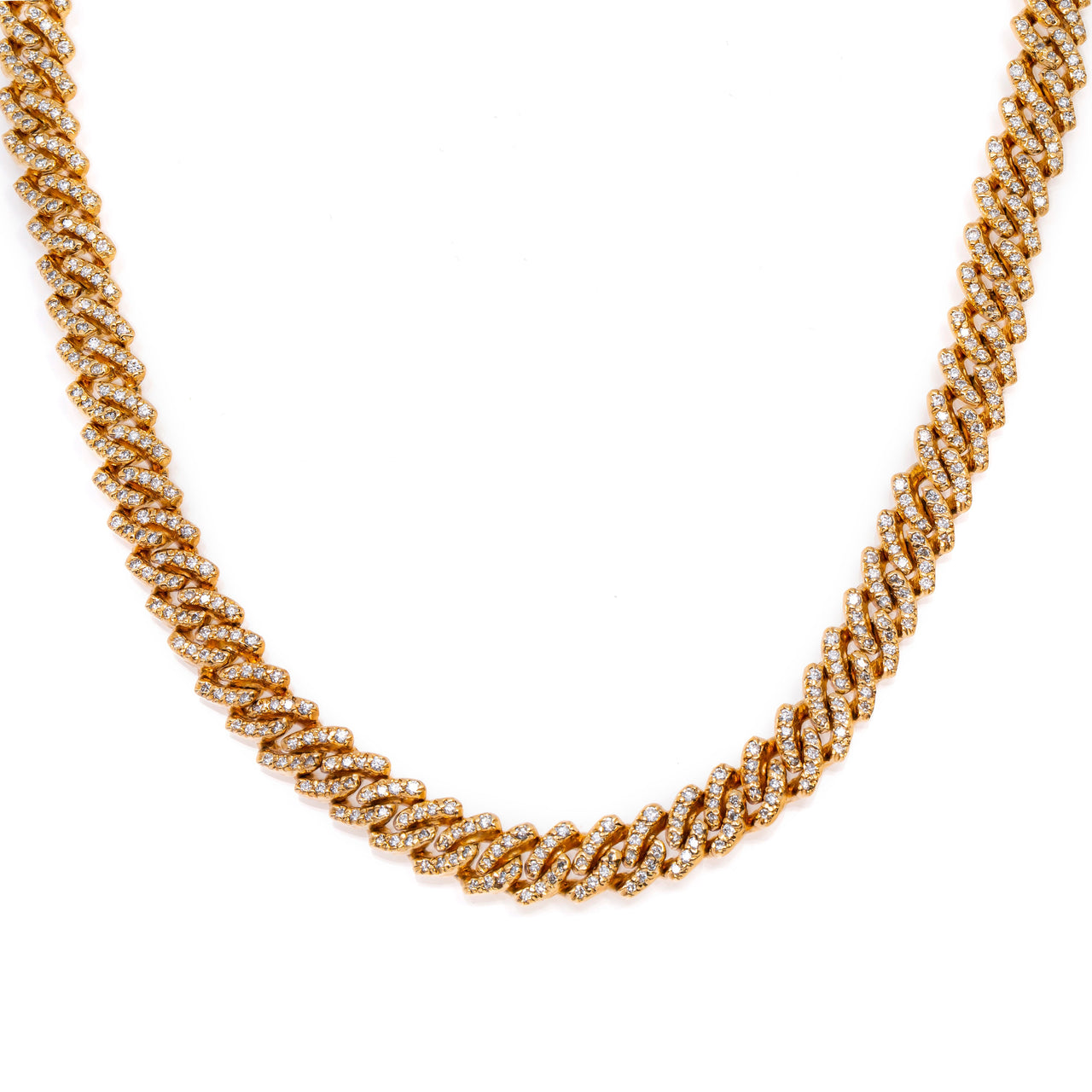 14K Gold Diamond Cuban Link Chain 10.55 Ctw