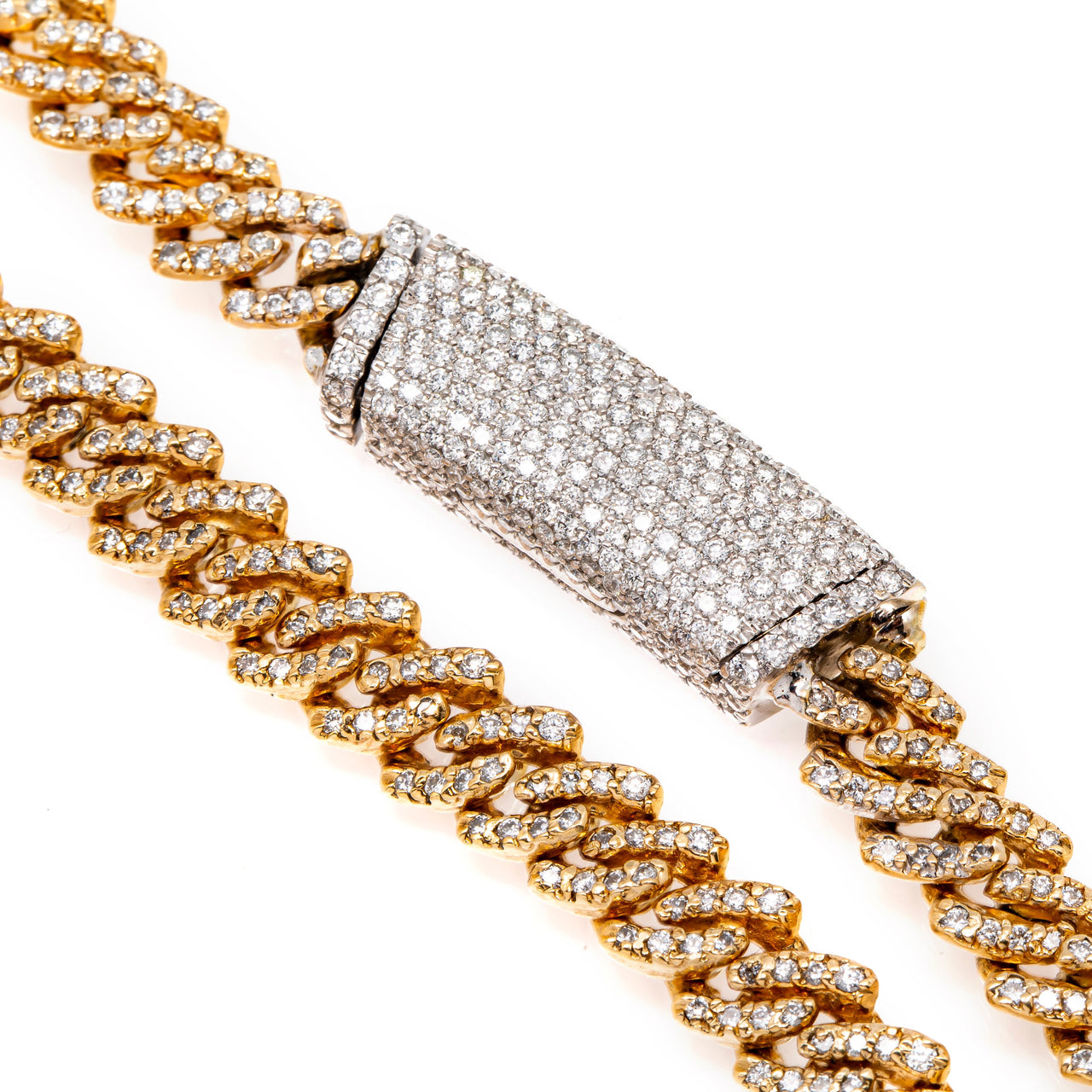 14K Gold Diamond Cuban Link Chain 10.55 Ctw