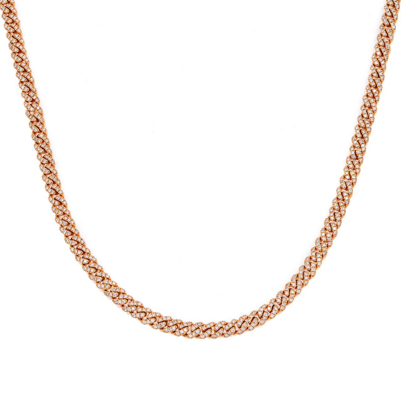 14K Gold Diamond Cuban Link Chain 20" 4.8 Ctw