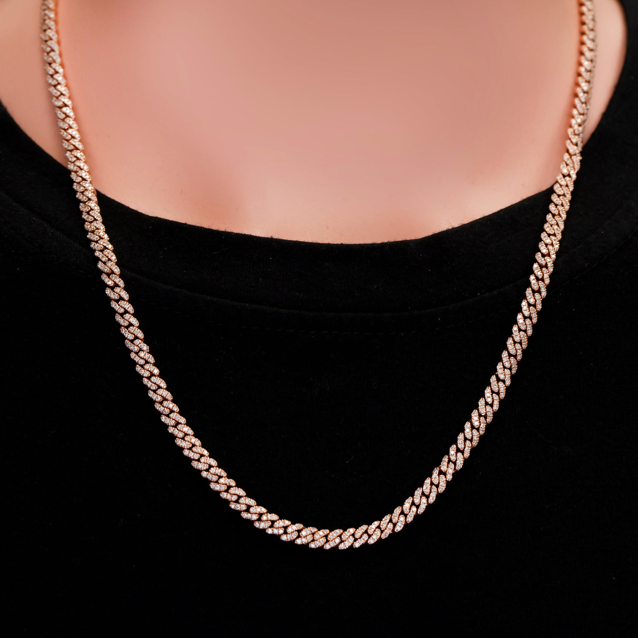 14k Rose Gold Diamond Cuban Chain 22