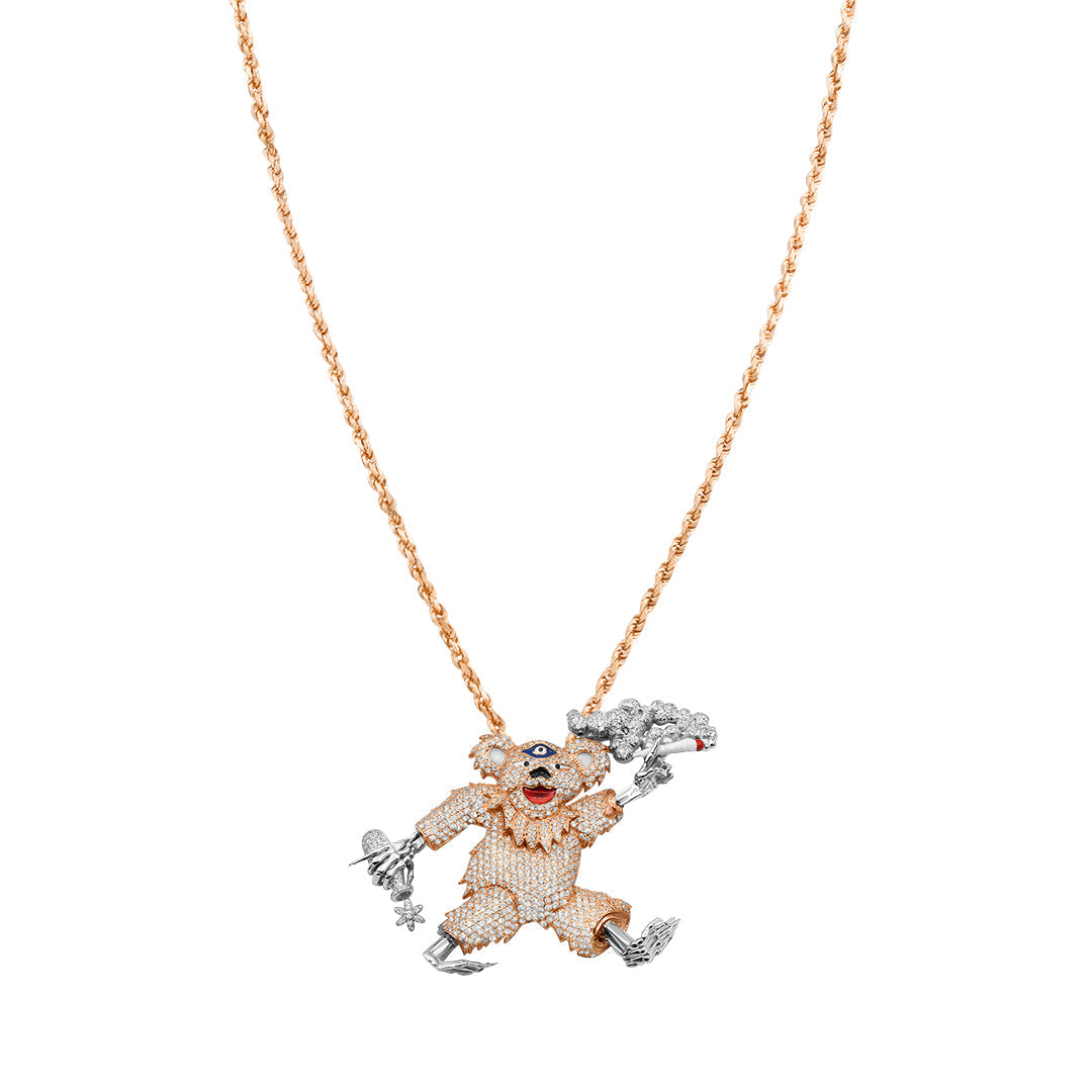 Diamond Dancing Bear Pendant