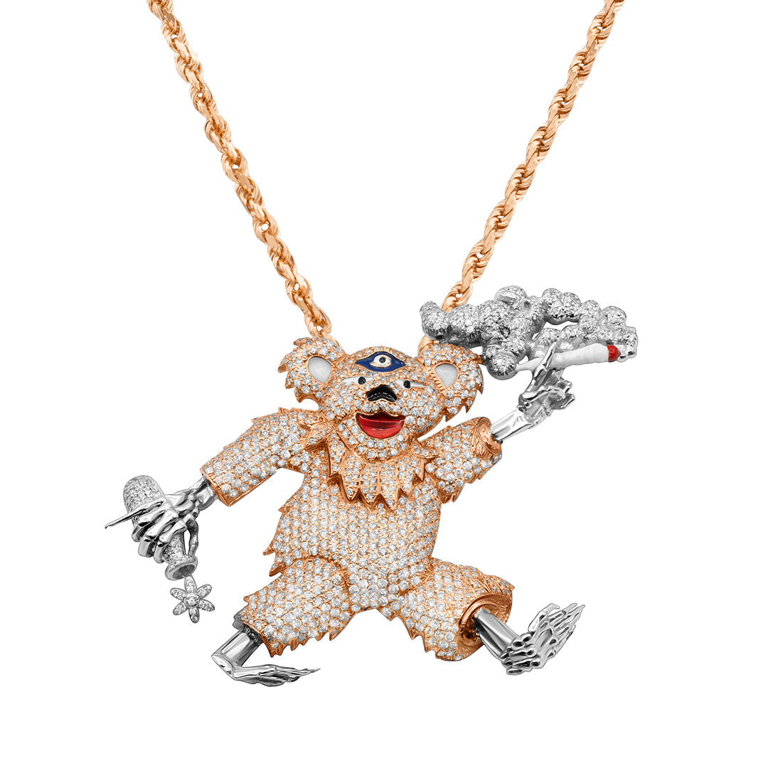 Diamond Dancing Bear Pendant