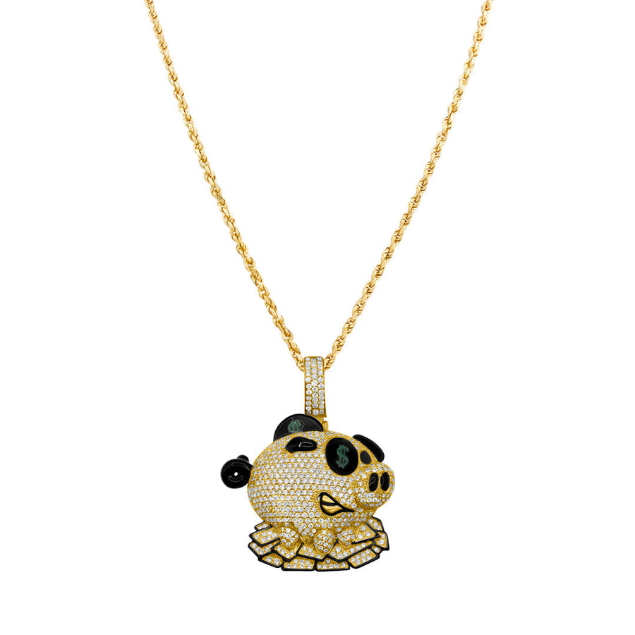 Diamond & Enamel Pig Pendant