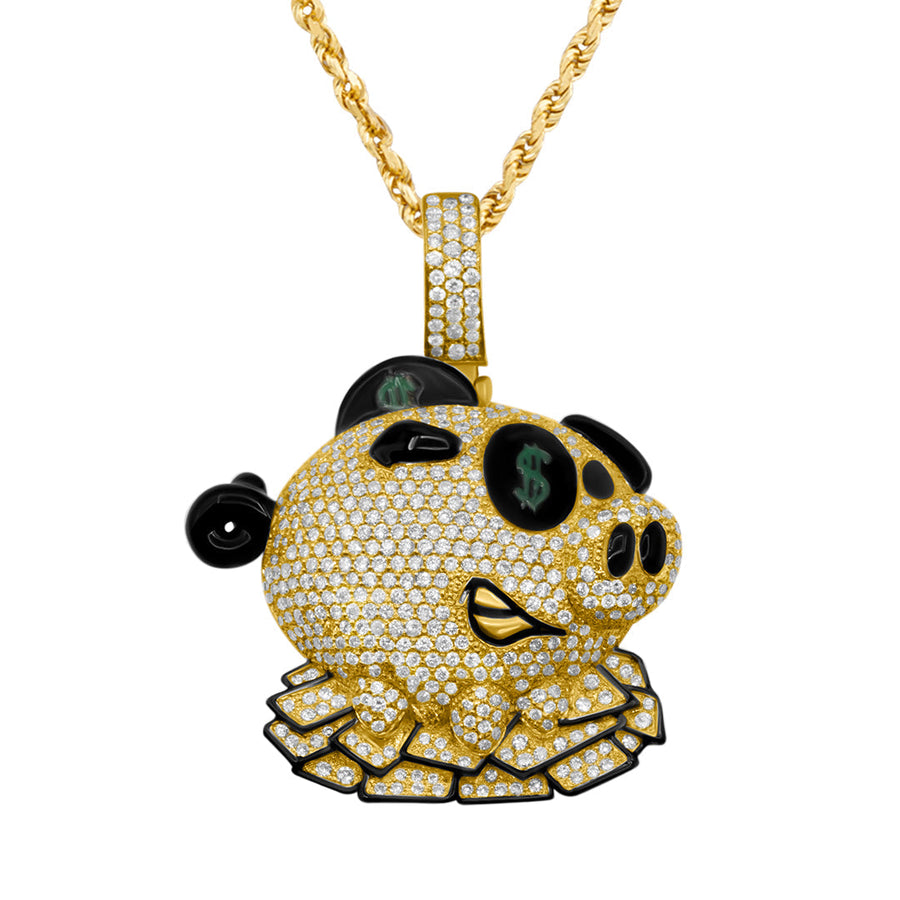 Diamond & Enamel Pig Pendant
