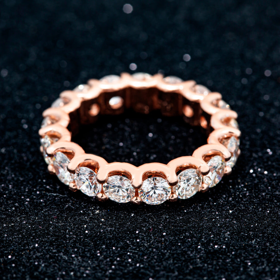 14k Rose Solid Gold Diamond Eternity Band 7.03 Ctw