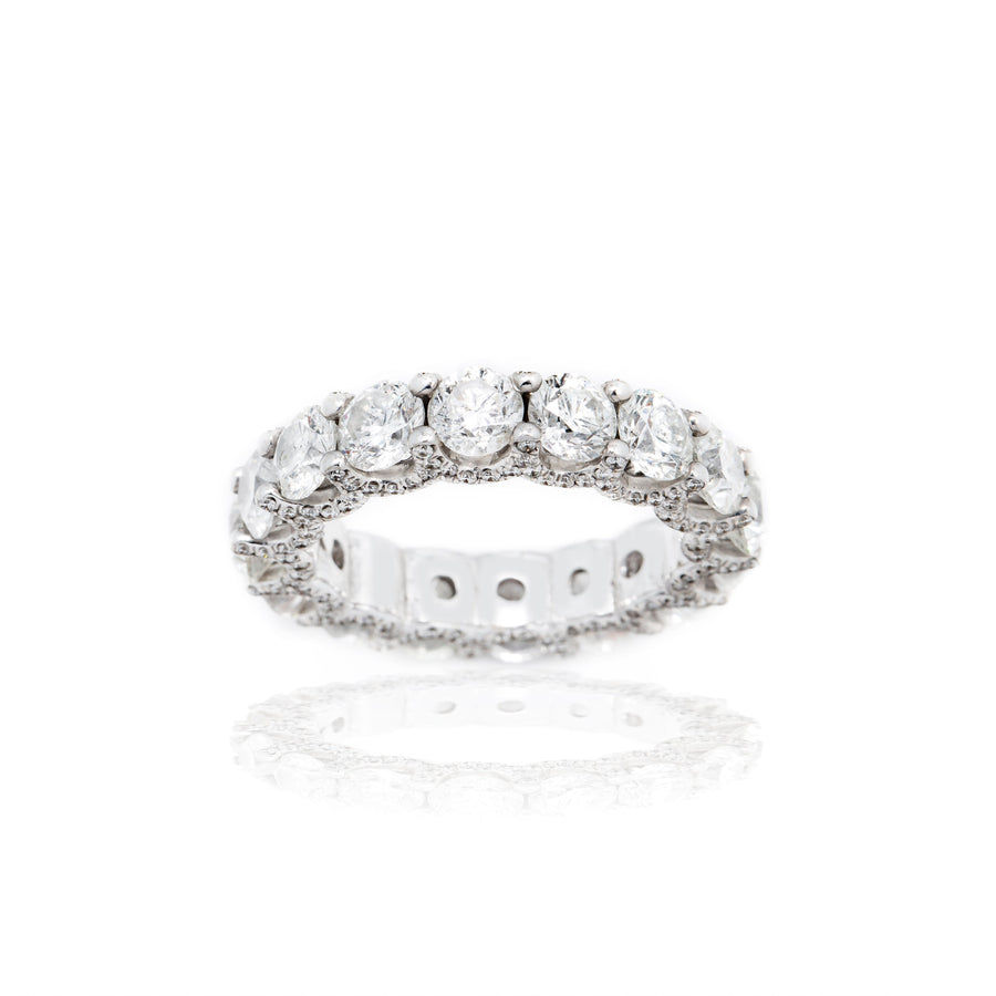 14k White Solid Gold Diamond Eternity Band 7.42 Ctw