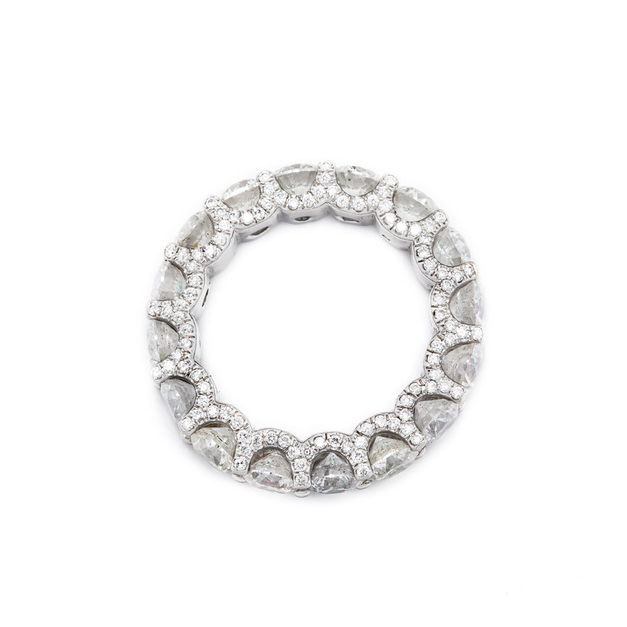 14k White Solid Gold Diamond Eternity Band 7.42 Ctw