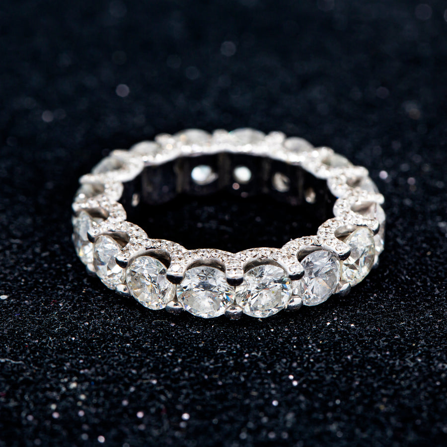 14k White Solid Gold Diamond Eternity Band 7.42 Ctw