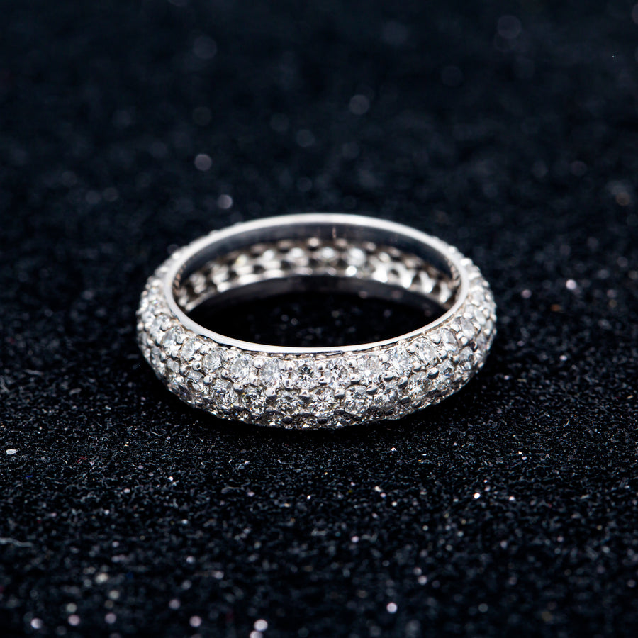 18k White Solid Gold Diamond Eternity Band 2.77 Ctw