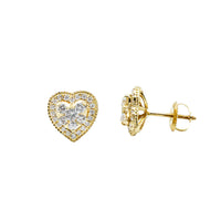 Thumbnail for 14k Yellow Gold Diamond Heart Shaped Stud Earrings 0.79 ctw