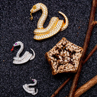 Thumbnail for White 14k diamond snake pendant 1.35ctw