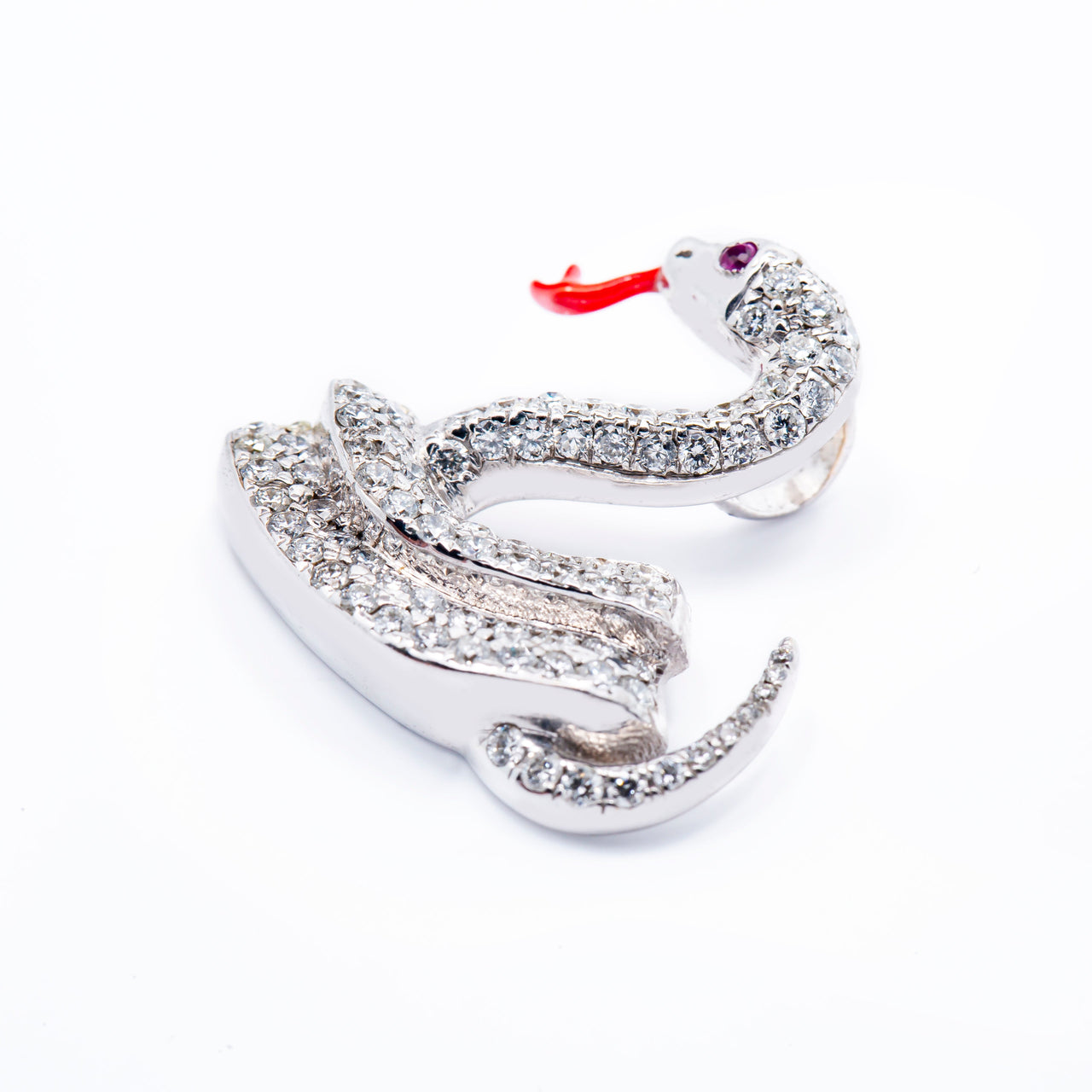 White 14k diamond snake pendant 1.35ctw