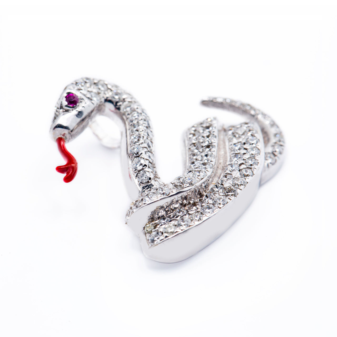 White 14k diamond snake pendant 1.35ctw