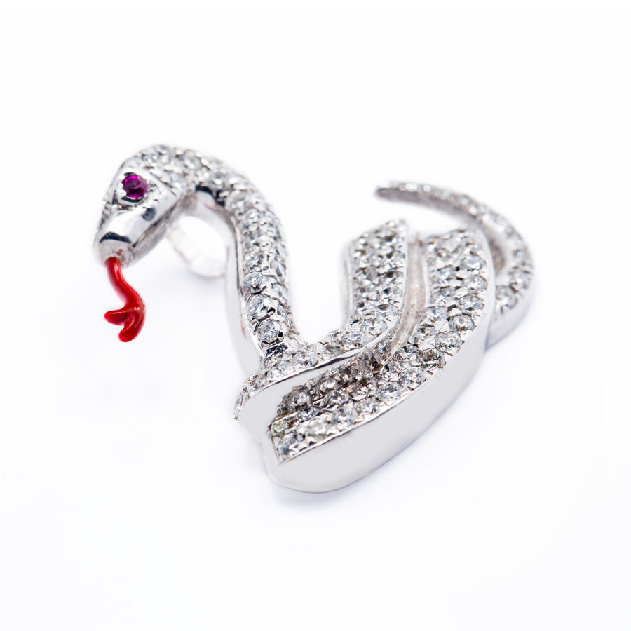 White 14k diamond snake pendant 1.35ctw