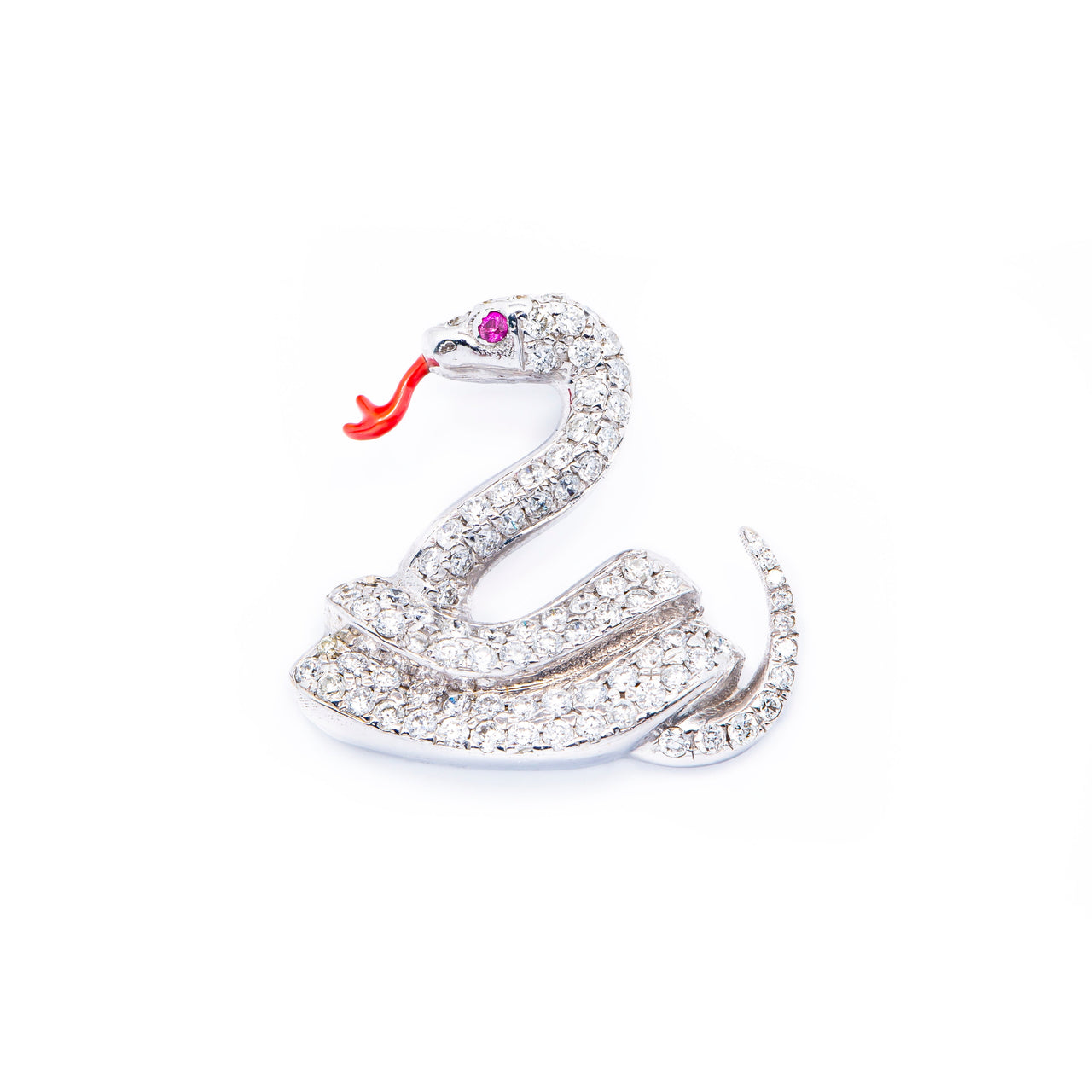 White 14k diamond snake pendant 1.35ctw