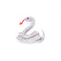 Thumbnail for White 14k diamond snake pendant 1.35ctw