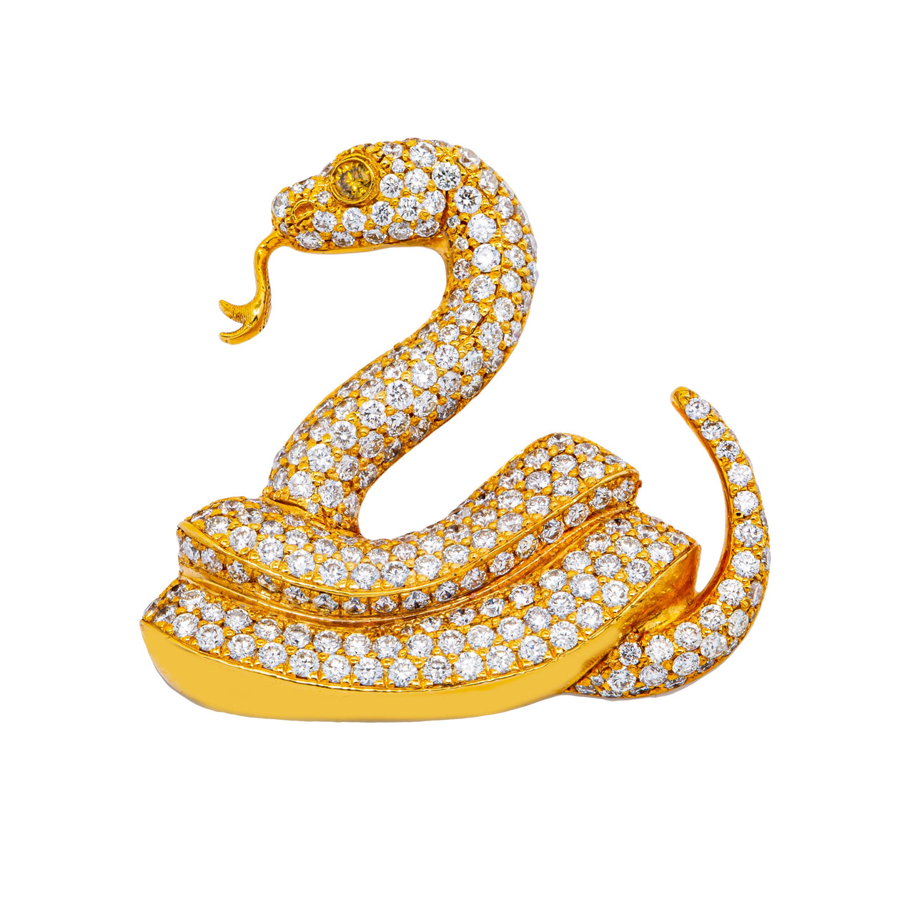 Yellow 14k Yellow Gold Snake 3.42 Ctw