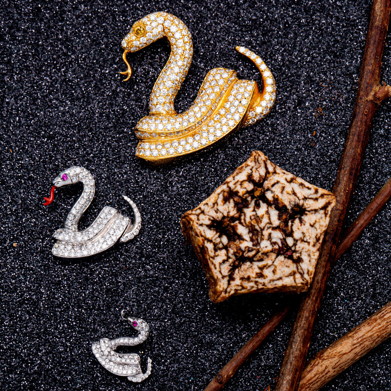 Yellow 14k Yellow Gold Snake 3.42 Ctw