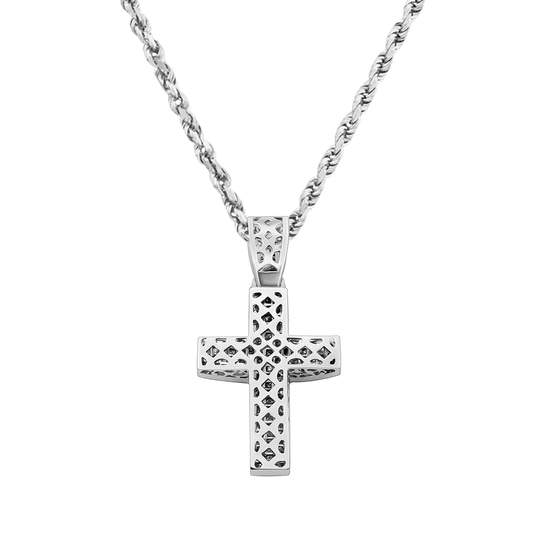 Diamond Princess Cut Cross Pendant