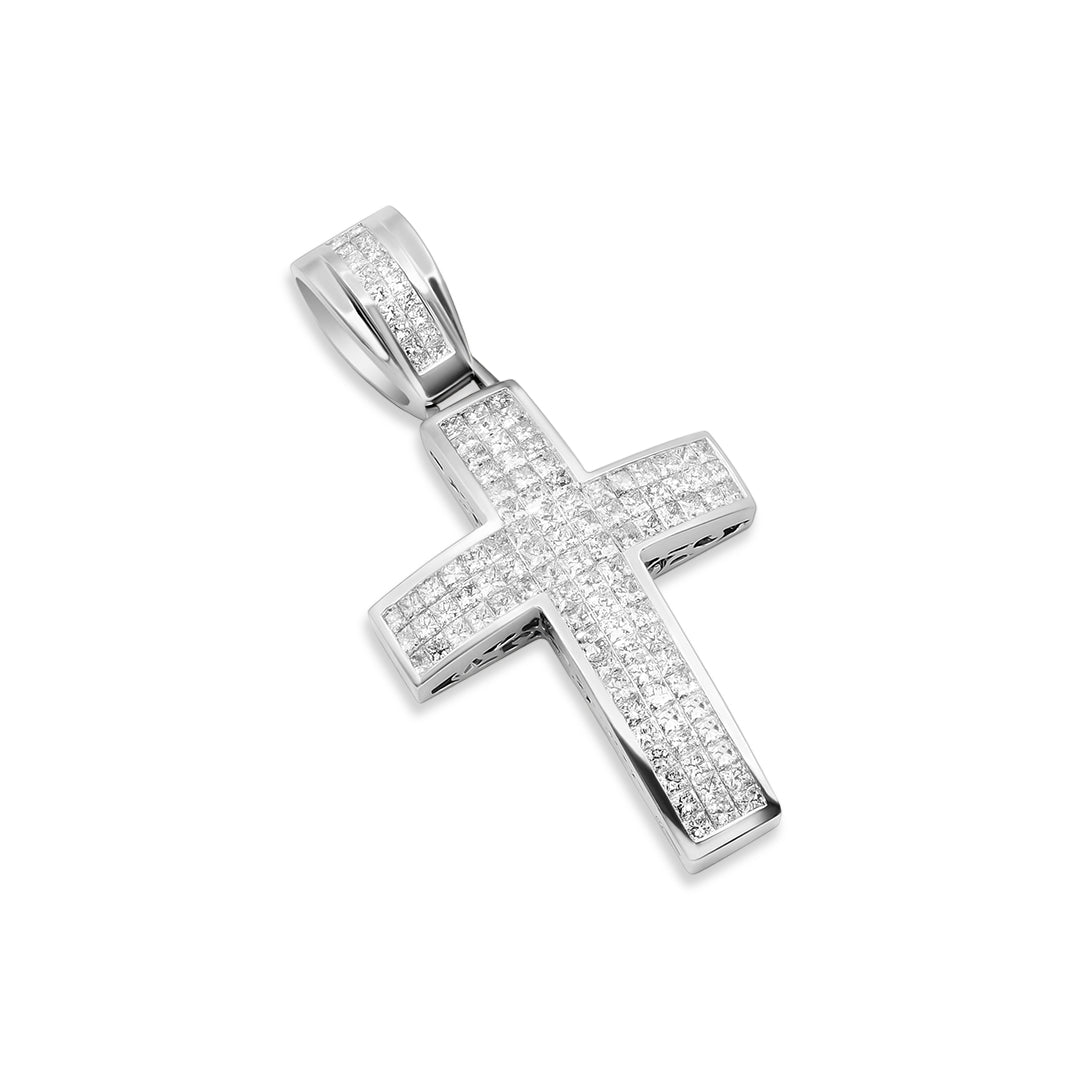 Diamond Princess Cut Cross Pendant