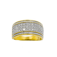 Thumbnail for white 10k Yellow Solid Gold Mens Diamond Wedding Ring Band  0.73 ctw