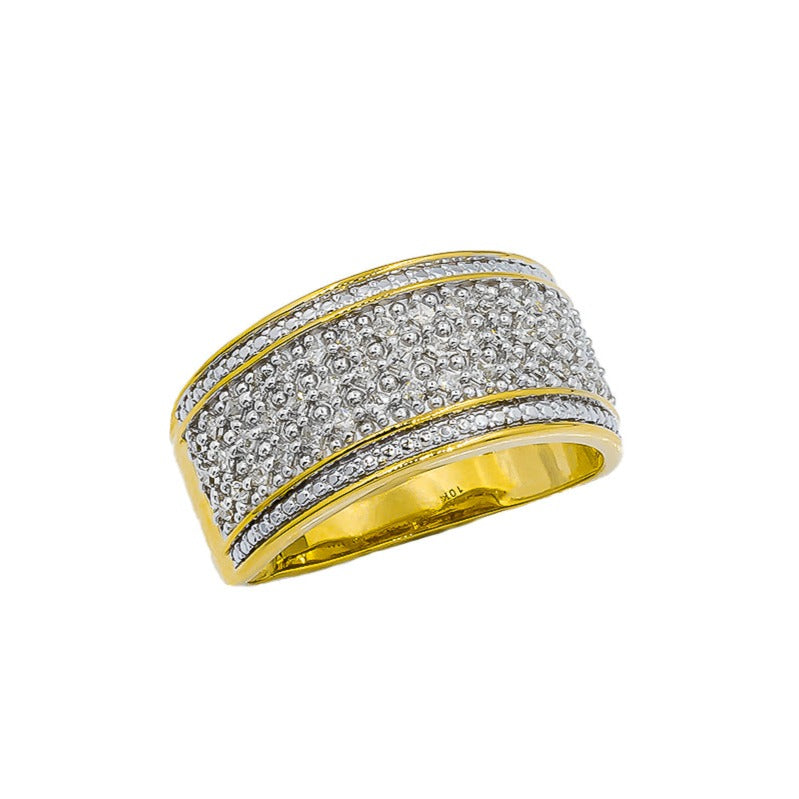 white 10k Yellow Solid Gold Mens Diamond Wedding Ring Band  0.73 ctw