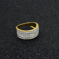Thumbnail for white 10k Yellow Solid Gold Mens Diamond Wedding Ring Band 0.76 ctw