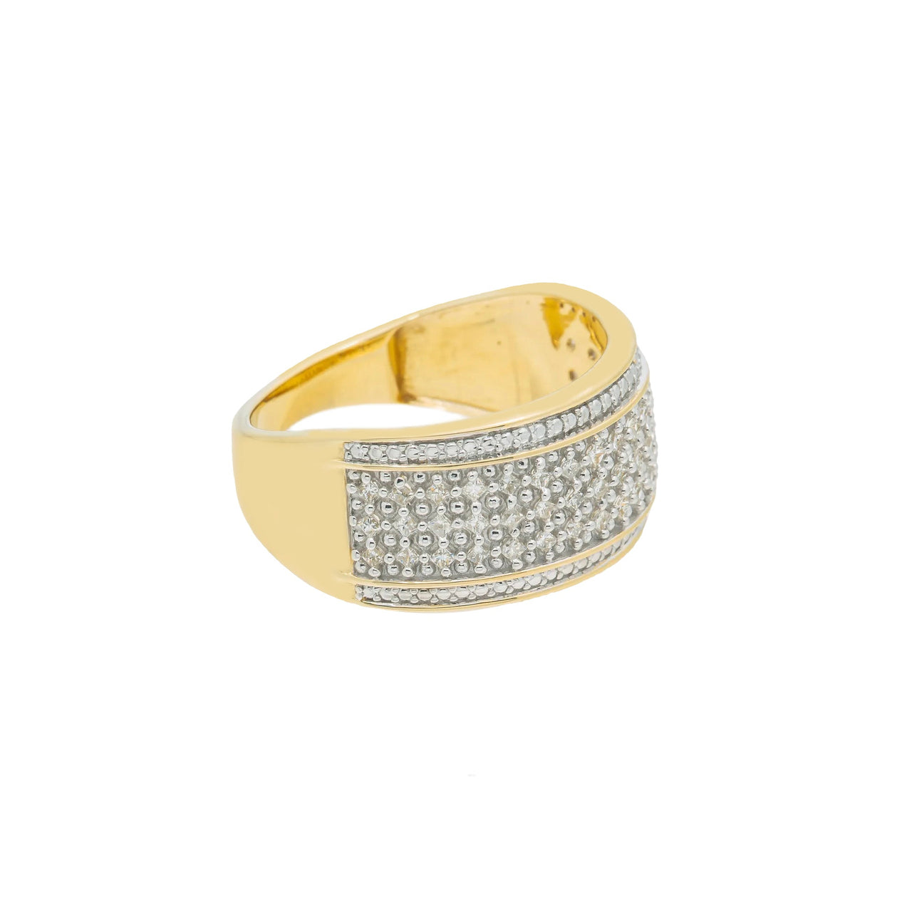 white 10k Yellow Solid Gold Mens Diamond Wedding Ring Band 0.76 ctw