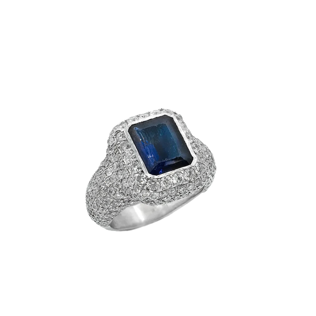 14k Mens Blue Sapphire Ring 3.60 ctw