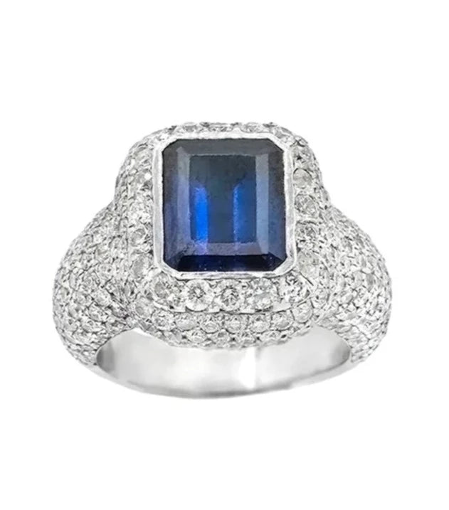 14k Mens Blue Sapphire Ring 3.60 ctw