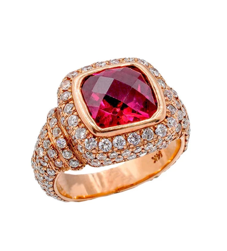 14k Rose Gold Diamond Ruby Ring 2.43 ctw