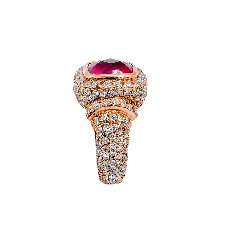 14k Rose Gold Diamond Ruby Ring 2.43 ctw