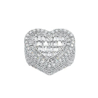 Thumbnail for 14k White Gold Baguette Diamond Heart Ring 6.43ctw