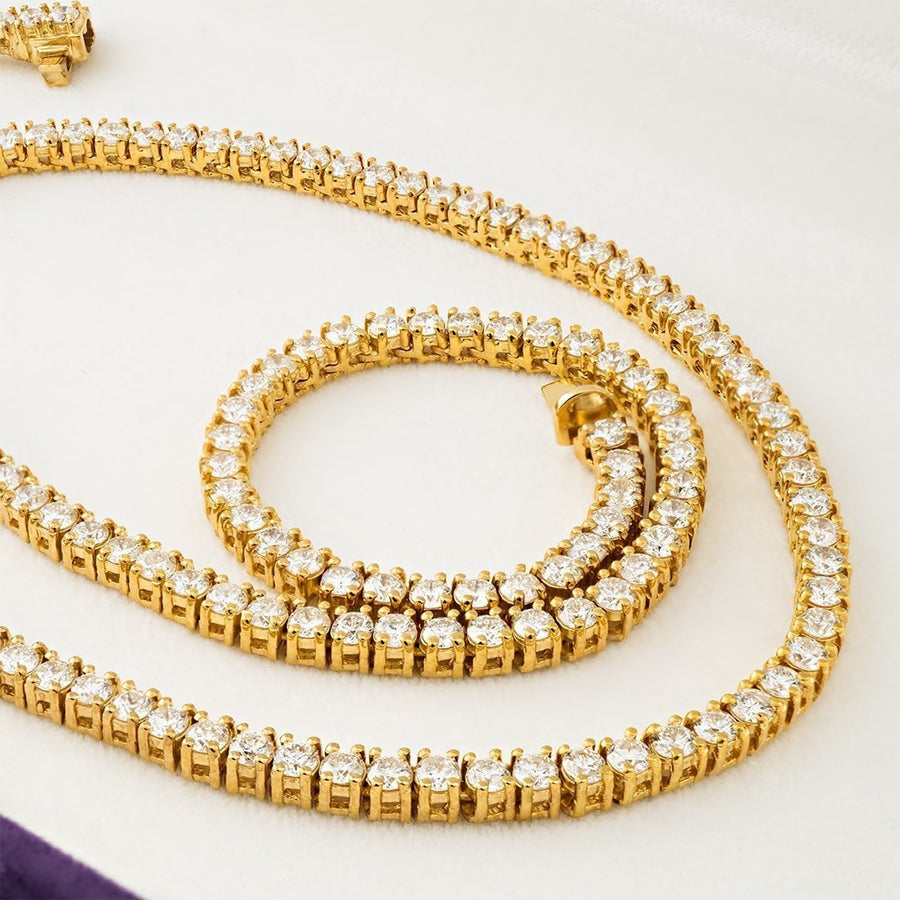 14k Yellow Gold Diamond Tennis Chain 4 mm 17 Ctw Avianne Jewelers