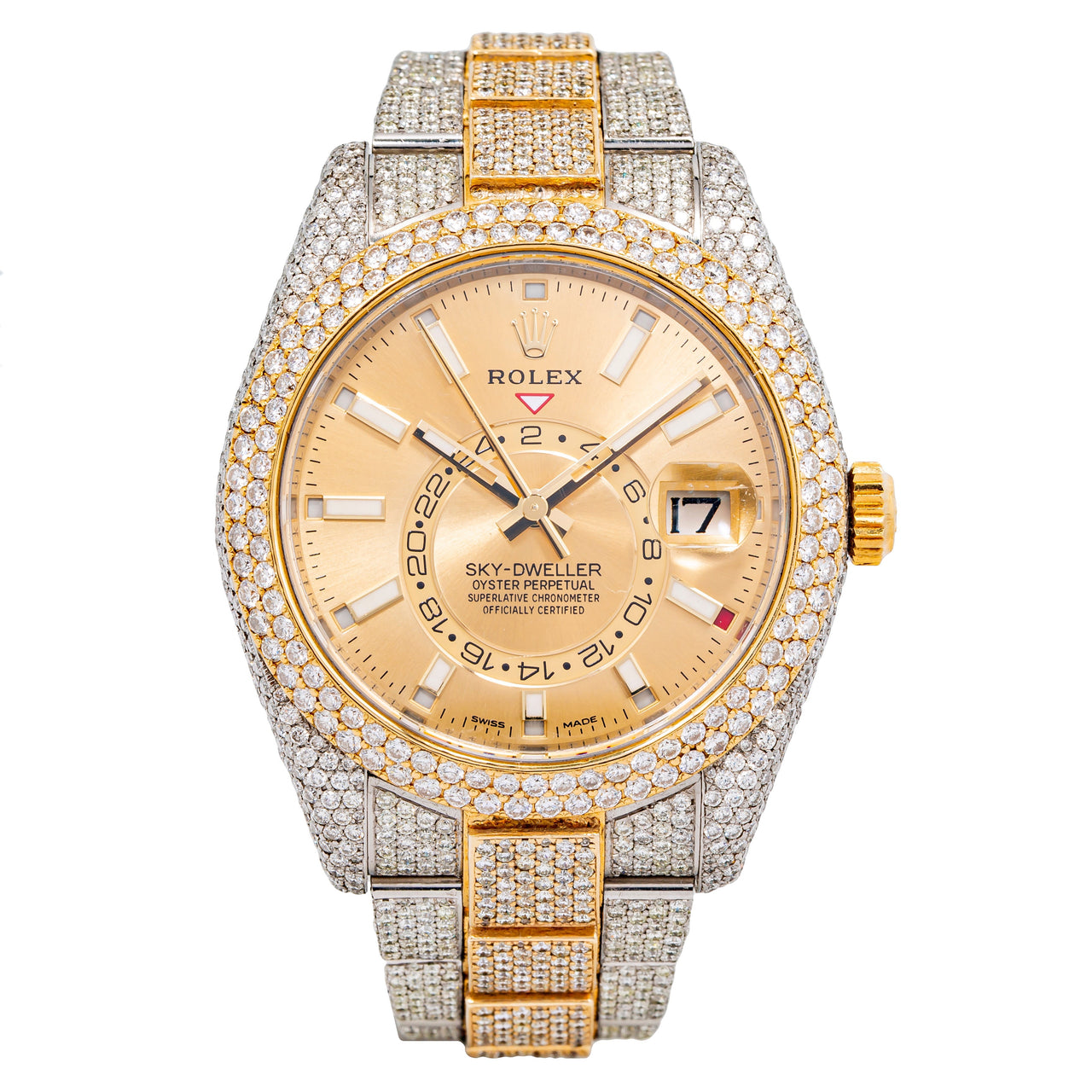 Diamond Rolex Two-Tone Stainless Steel and Yellow Gold Rolex Sky