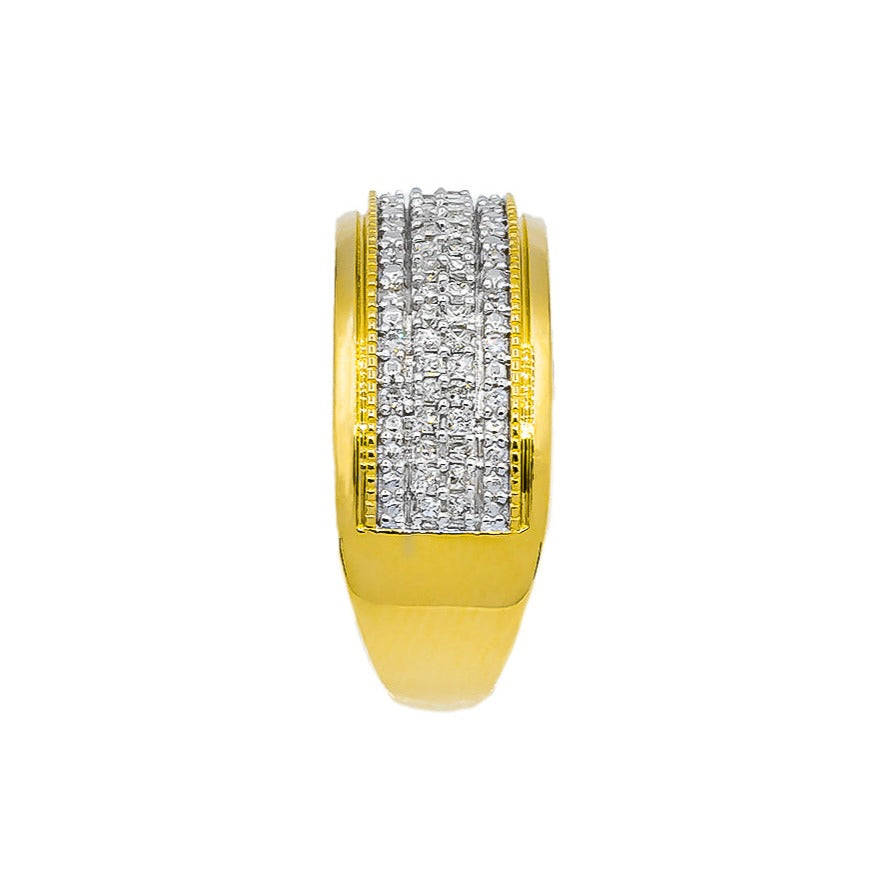 white 10k Yellow Solid Gold Mens Diamond Wedding Ring Band 0.66 ctw