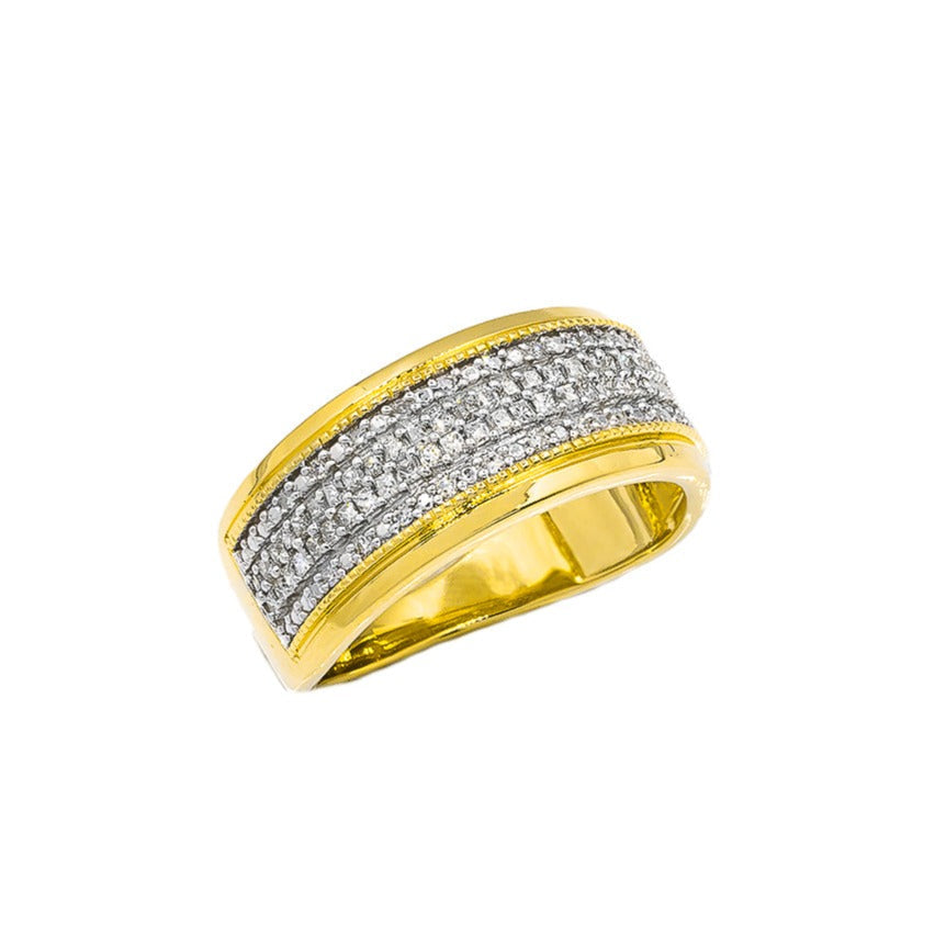 white 10k Yellow Solid Gold Mens Diamond Wedding Ring Band 0.66 ctw