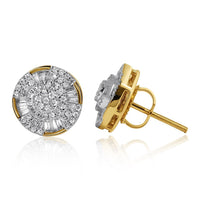 Thumbnail for 10k Yellow Gold Cluster Diamond Earrings 0.54 Ctw
