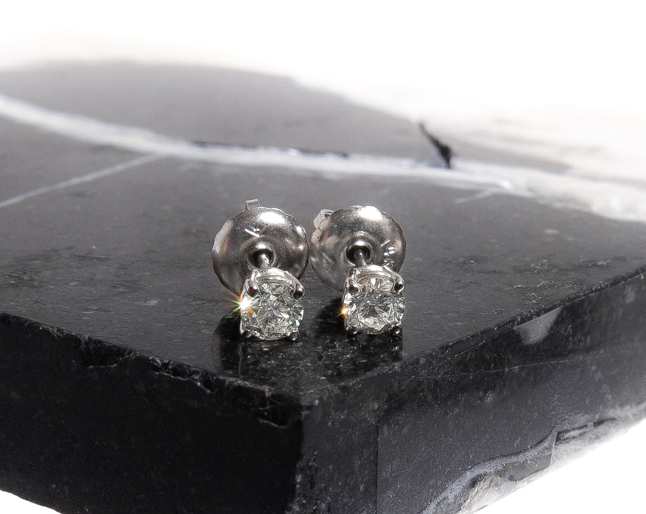 White 14k Diamond Solitaire Stud Earrings