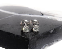 Thumbnail for White 14k Diamond Solitaire Stud Earrings