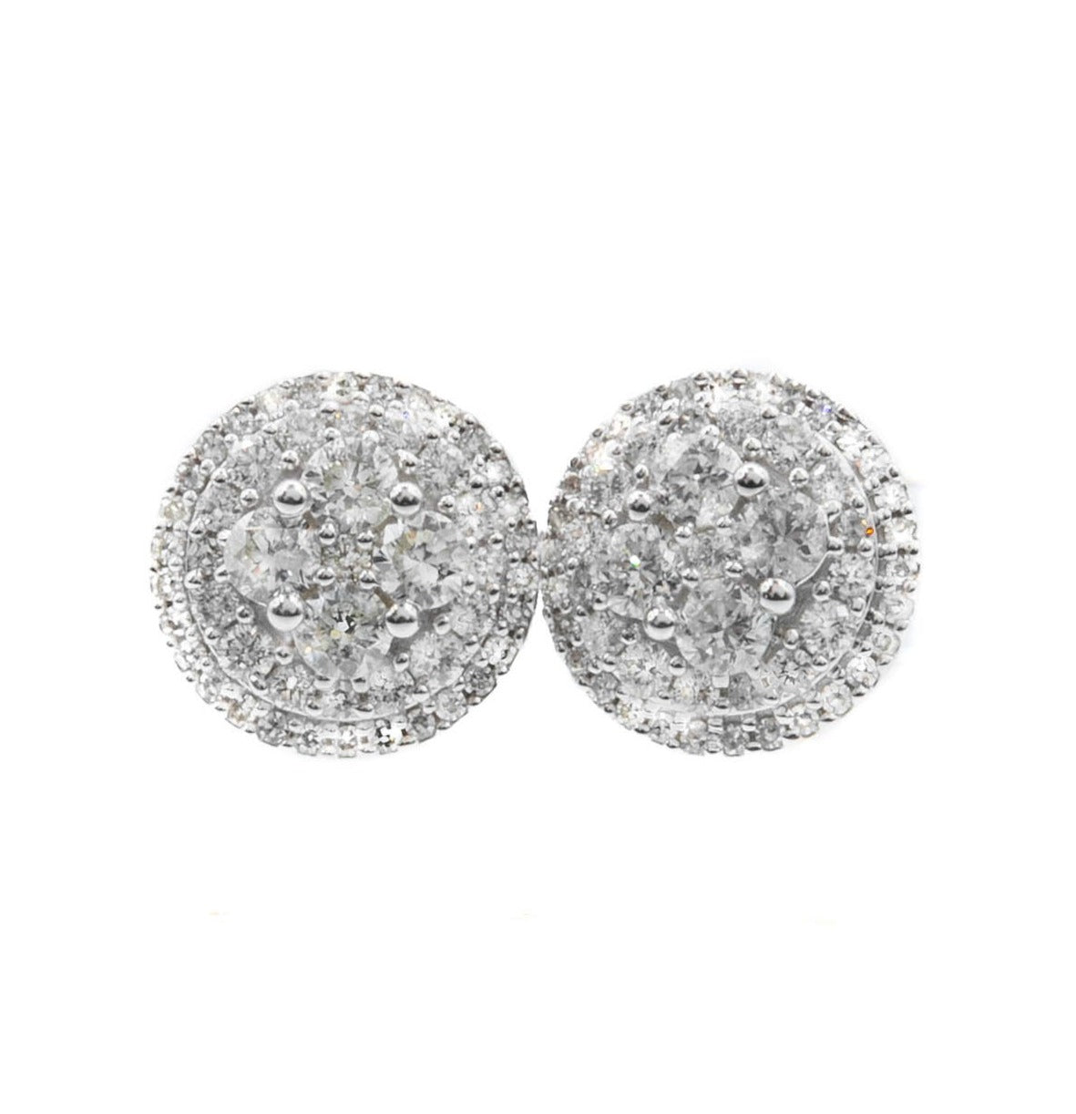 14k White Gold Diamond Stud Earrings 1.05ctw