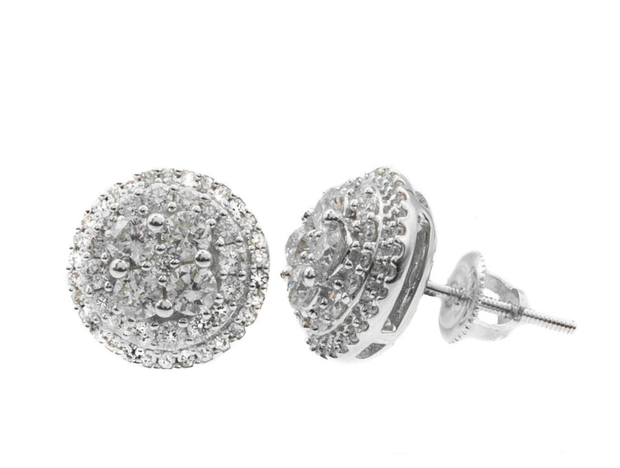 14k White Gold Diamond Stud Earrings 1.05ctw