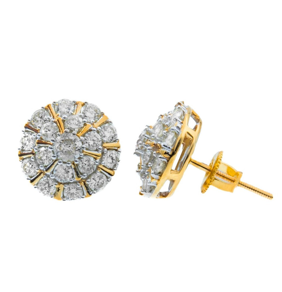 14k Yellow Gold Diamond Stud Earrings 1.40ctw