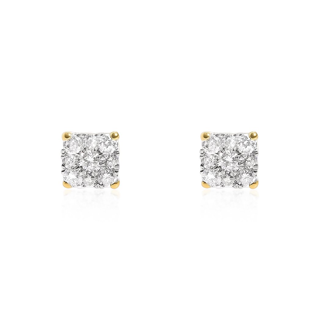 14k Yellow Solid Gold Diamond Stud Earring 0.35 Ctw